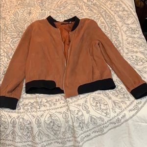 Faux suede bomber - misguided - burnt orange/black